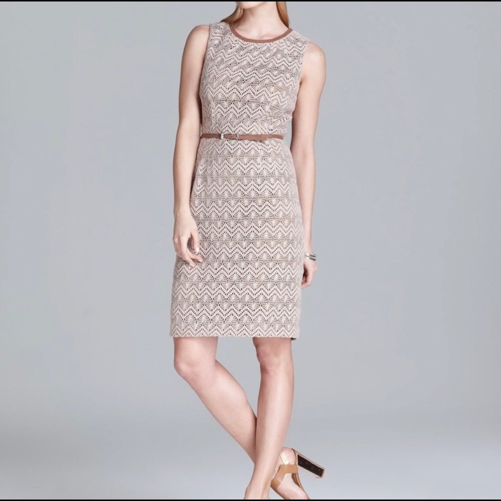 Anne Klein tan crocheted sheath dress